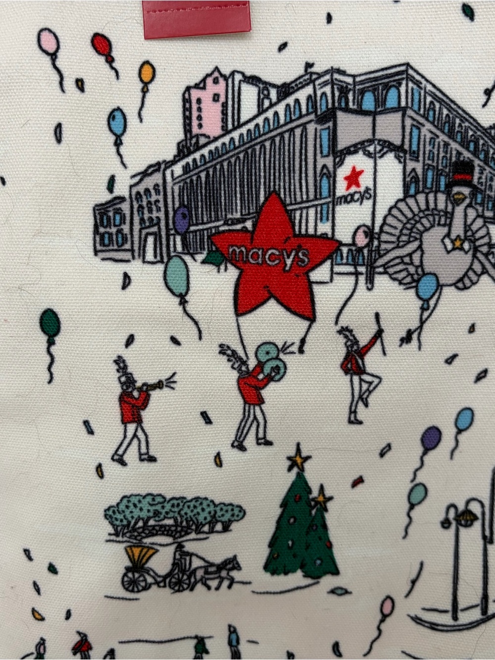 Macy's Cream Canvas Tote with Multicolor Parade Print - Picture 3 of 4